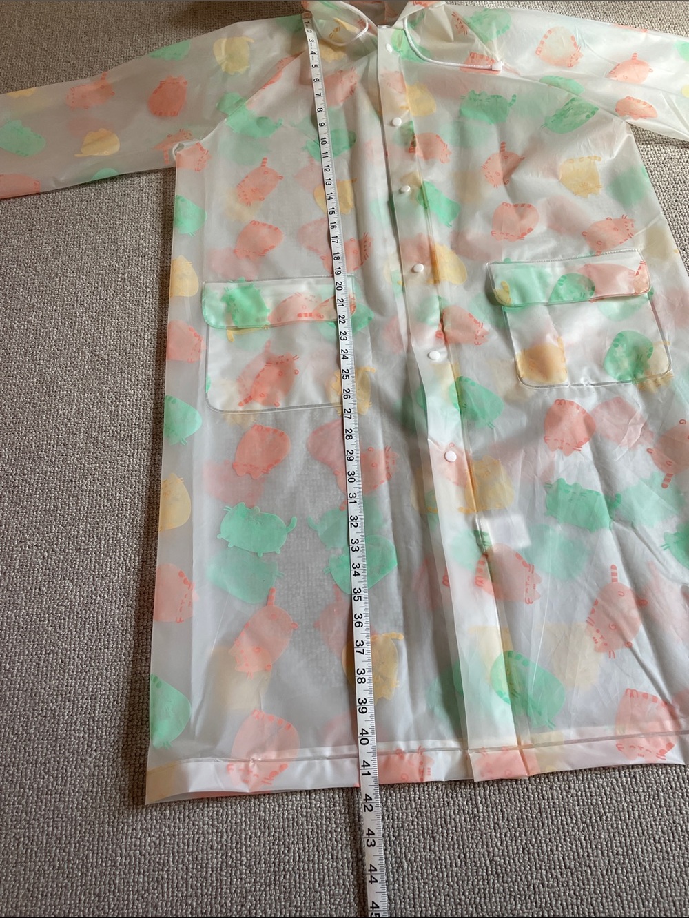 Pusheen Transparent Raincoat with Pastel Pusheen Print (Green, Pink, Yellow) - Picture 5 of 7